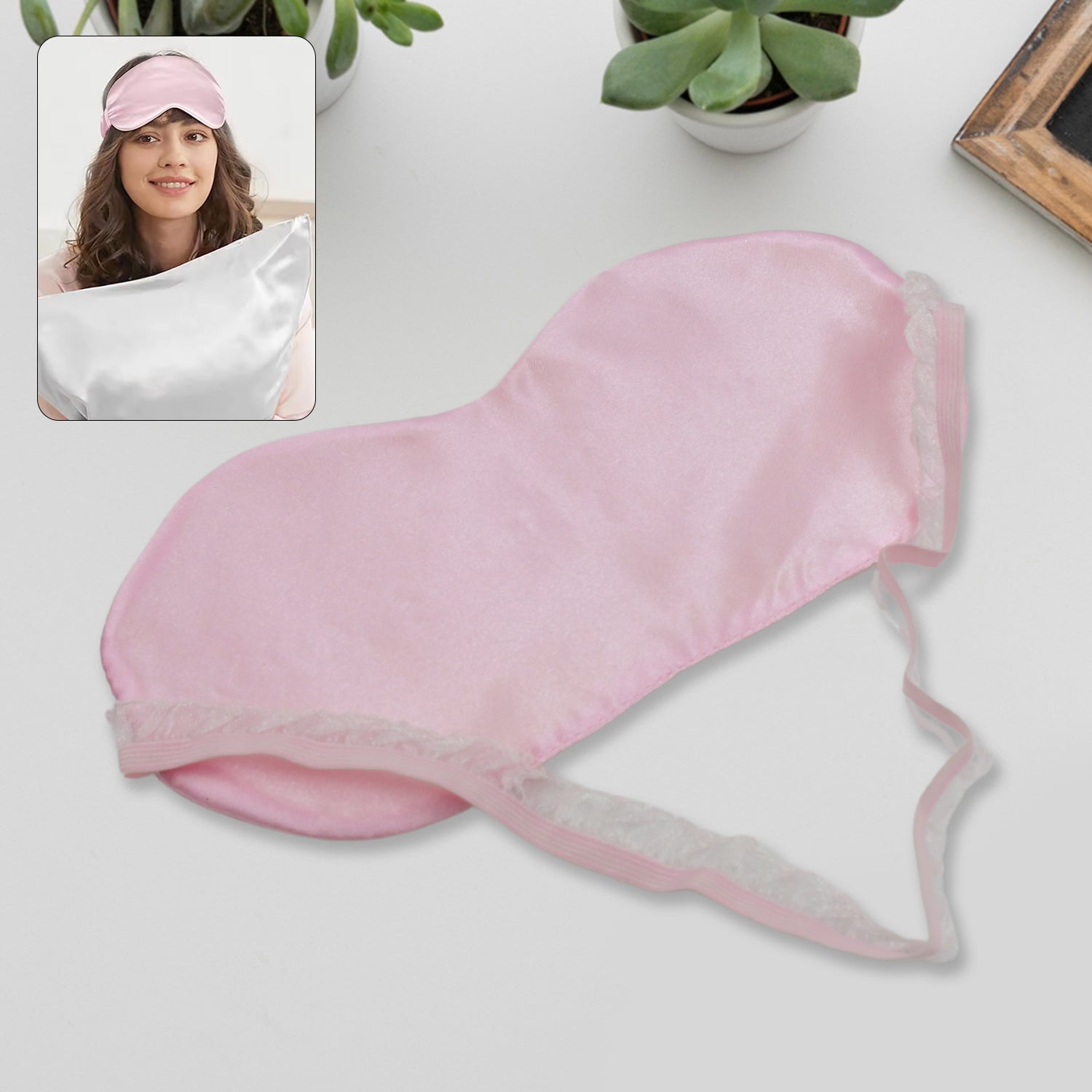 Soft satin sleep mask, blindfold for travel, light-blocking, comfortable. Soft satin sleep mask, blindfold for travel, light-blocking, comfortable.